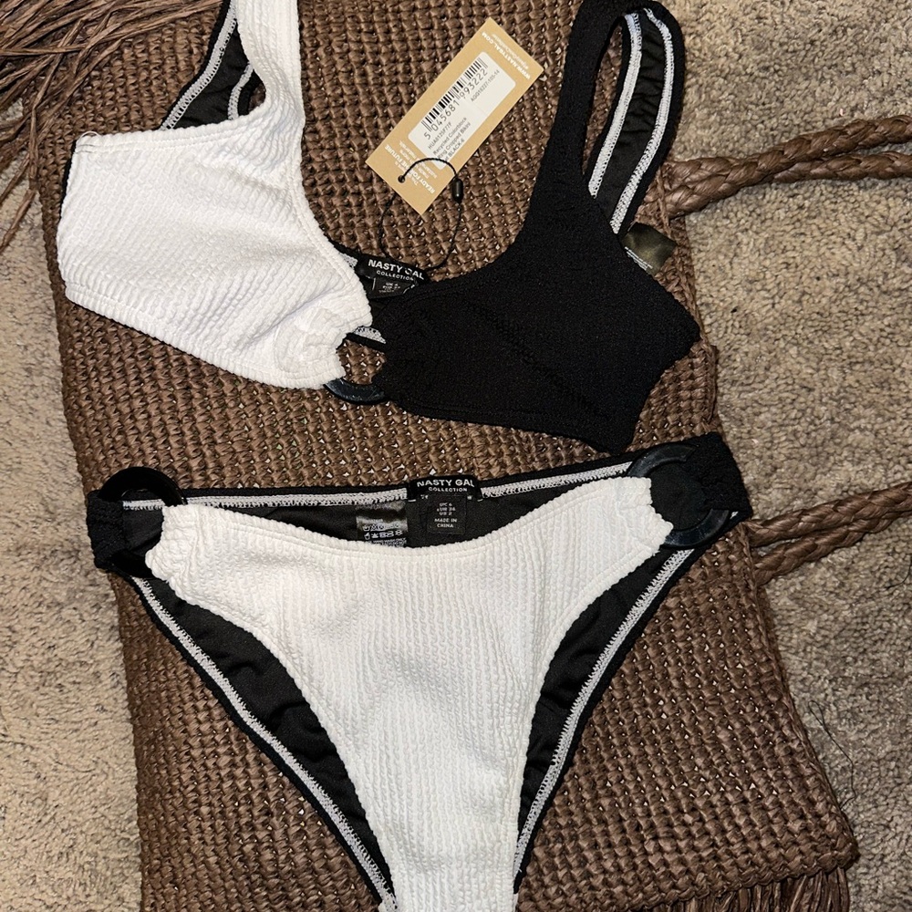 Nasty Gal Monochrome Textured Bikini